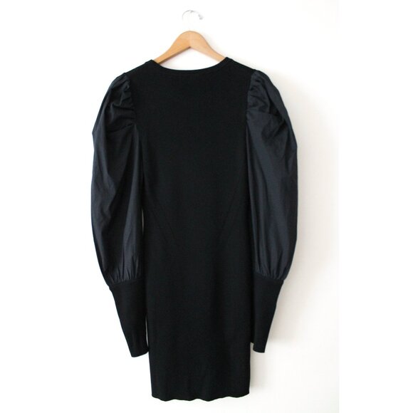 Veronica Beard Wilkin Puff Sleeve Mini Bodycon Dress / Medium / Black Poplin - Picture 5 of 9